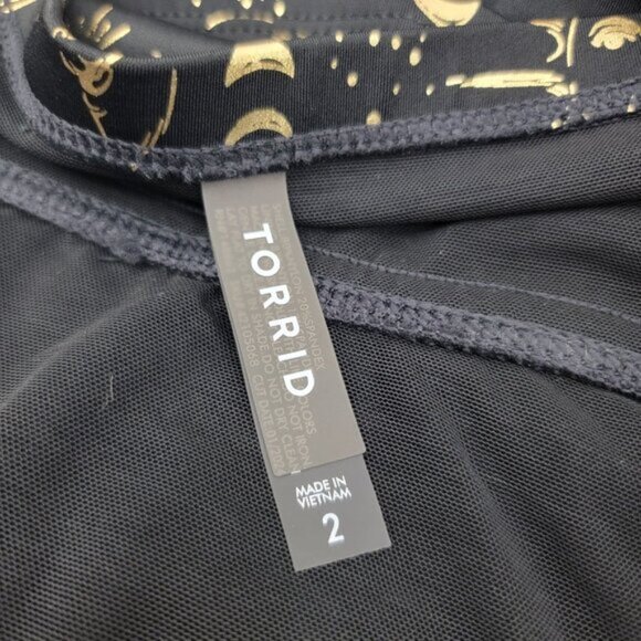 TORRID Womens Swimsuit Wireless Lattice One Piece BLACK Celestial Star Sz 2 Plus - Picture 9 of 16